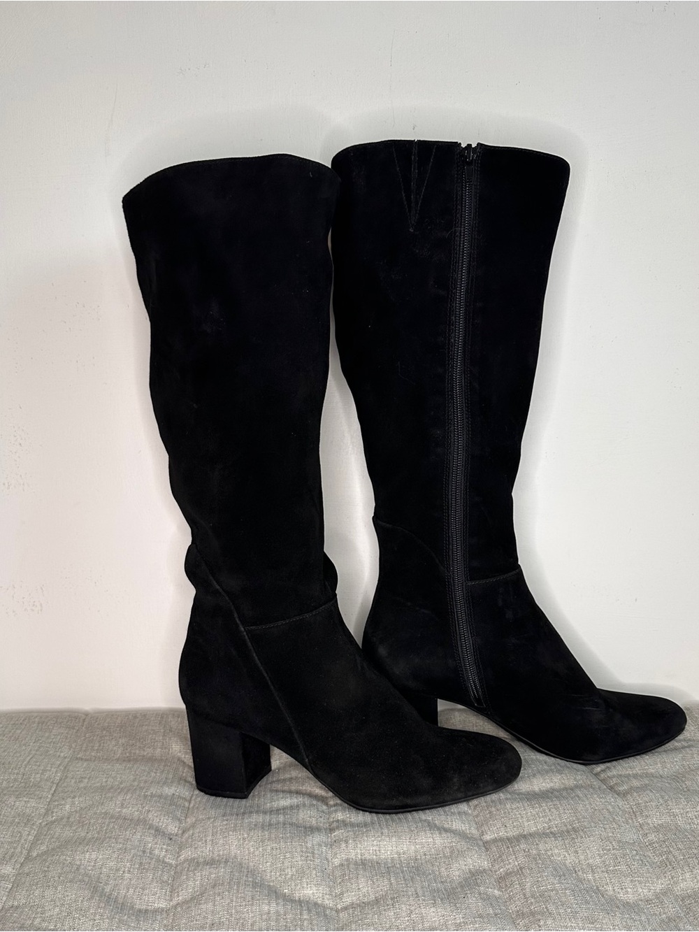 INC Womens Radella Black Leather Genuine Suede Knee-High Boots Size 9M Wide Calf